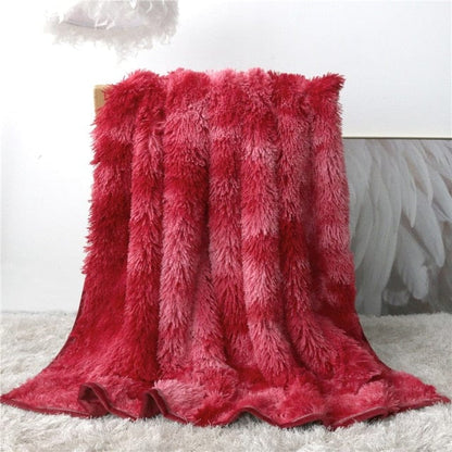 Plaid Fausse Fourrure Rouge Dégradé Glamour  Dégradé Rouge / Taille M - 130x160 cm