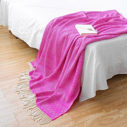 Plaid Laine Tricot - Collection Cosy Home  Fuchsia Intense / Taille M - 130x170 cm