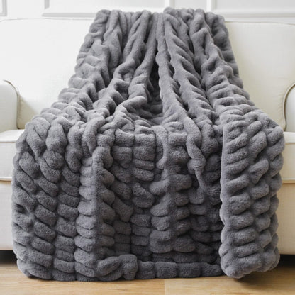 Plaid en Fausse Fourrure Grise Luxe  Gris / 125x150 cm