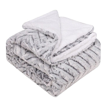 Plaid Luxueux en Fausse Fourrure Grise et Blanche  Gris & Blanc / 150x125 cm