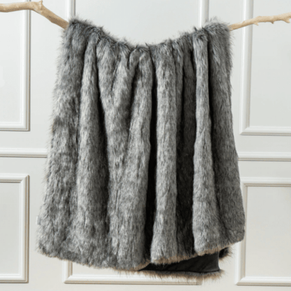 Plaid en Fausse Fourrure Luxe Gris  Gris Clair / 125x150 cm