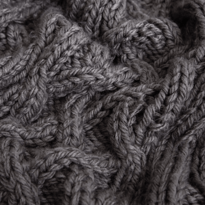 Plaid Crochet Luxe en Grosse Laine  Gris Foncé / 120x150 cm