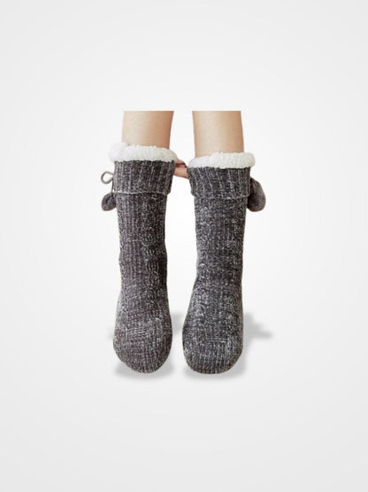 Chausson Chaussette Femme Tricot - Cosy Touch  Gris Foncé / 34