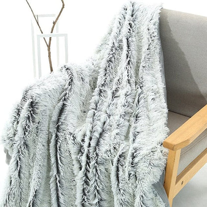 Plaid Fausse Fourrure Loup - Collection Sauvage  Gris / Taille M - 130x160 cm