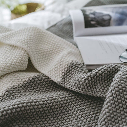 Plaid Polaire de Luxe Gris & Blanc  Gris / Taille M - 130x170 cm