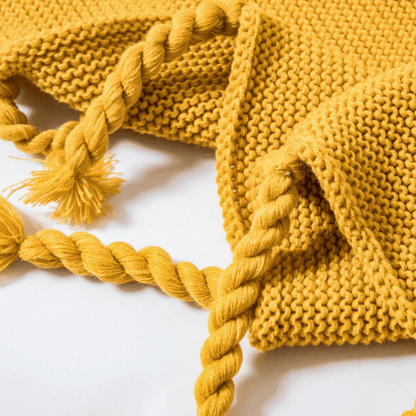 Plaid en Laine du Portugal - Jaune Moutarde  Jaune / Taille M - 130x170 cm