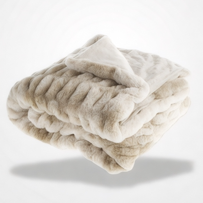 Couverture Luxe en Fausse Fourrure Beige  M - 120x200 cm Plaid confort individuel | Fauteuil & sieste