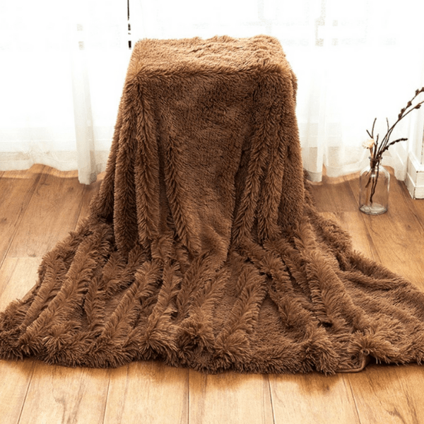 Plaid en Fausse Fourrure Marron Caramel  Marron Brun / Taille M - 130x160 cm
