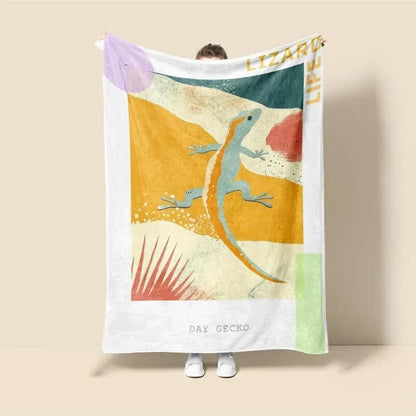 Plaid Personnalisé Lézard Fusion Multicolore / Taille L - 150x200 cm (Taille identique à l'image)