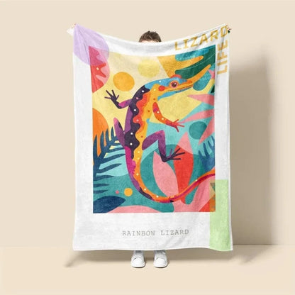 Plaid Personnalisé Lézard Rythmé Multicolore / Taille L - 150x200 cm (Taille identique à l'image)