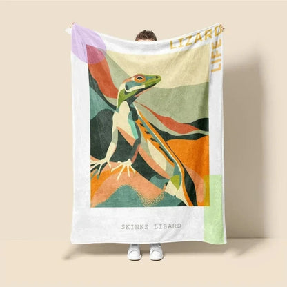 Plaid Personnalisé Lézard Sauvage Multicolore / Taille L - 150x200 cm (Taille identique à l'image)