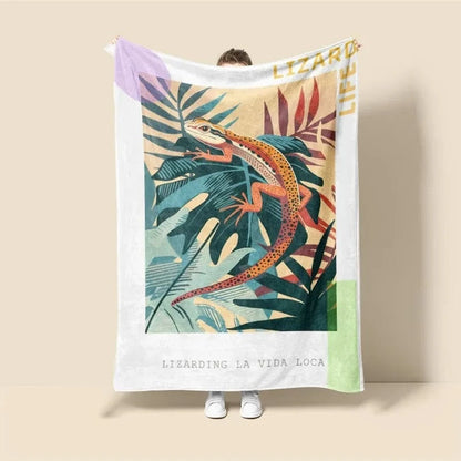 Plaid Personnalisé Lézard Tropique Multicolore / Taille L - 150x200 cm (Taille identique à l'image)