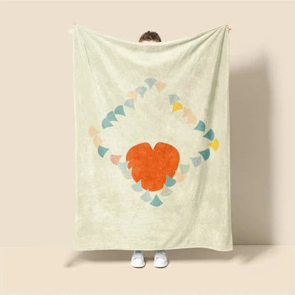 Plaid Personnalisé Cœur Orangé Multicolore / Taille M - 130x150 cm