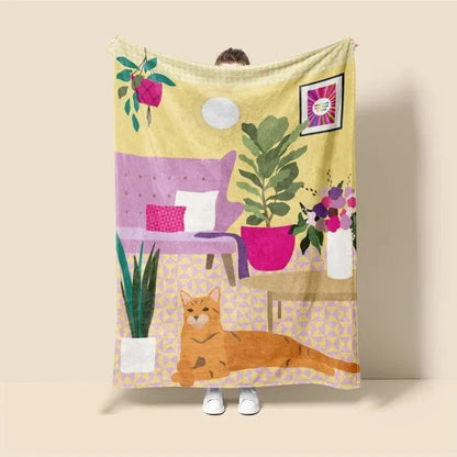 Plaid Personnalisé Chat Mambo Multicolore / Taille S - 100x130 cm