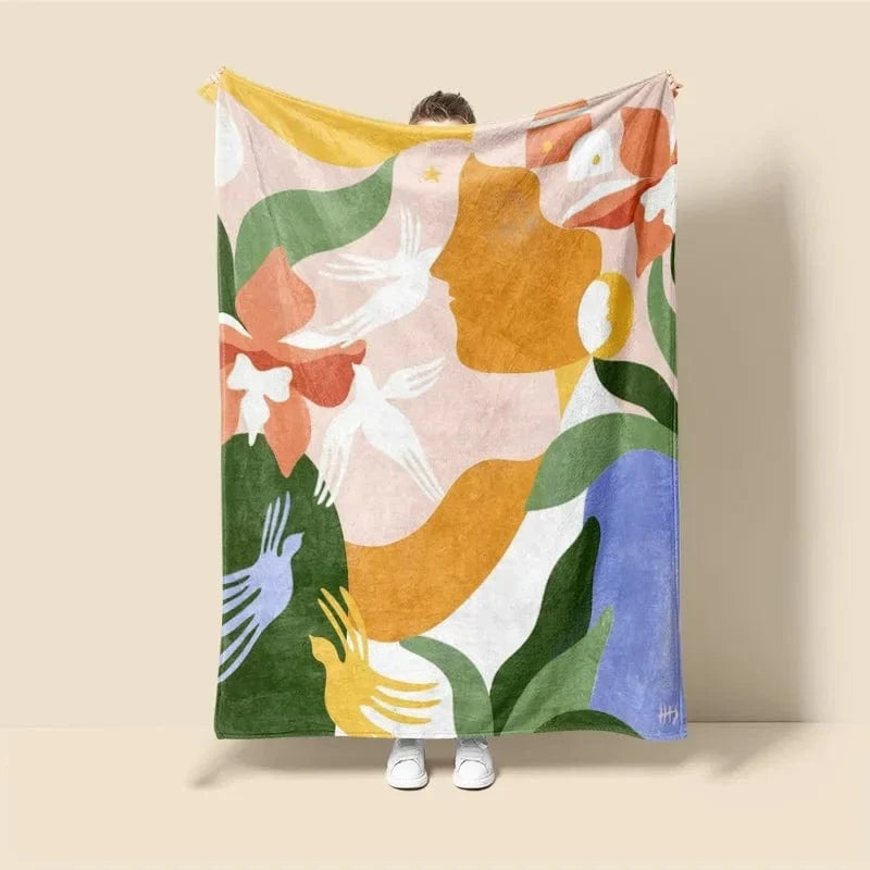 Plaid Personnalisé Fleurs de Soleil Multicolore / Taille S - 100x130 cm