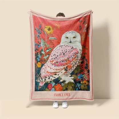 Plaid Personnalisé Hibou Sauvage Multicolore / Taille S - 100x130 cm