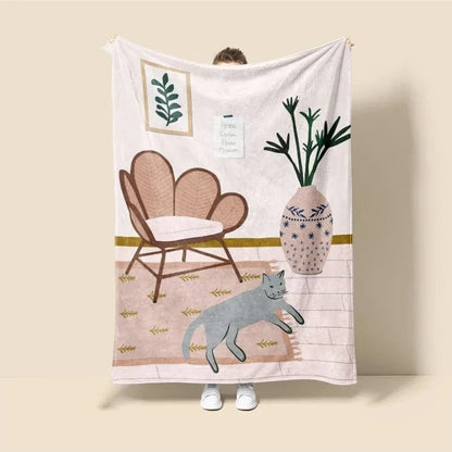 Plaid Personnalisé Chats en Morandi Multicolore / Taille S - 75x100 cm