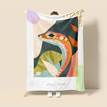 Plaid Personnalisé Lézard Abstrait Multicolore / Taille S - 75x100 cm