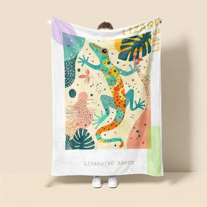 Plaid Personnalisé Lézard Vibrant Multicolore / Taille S - 75x100 cm