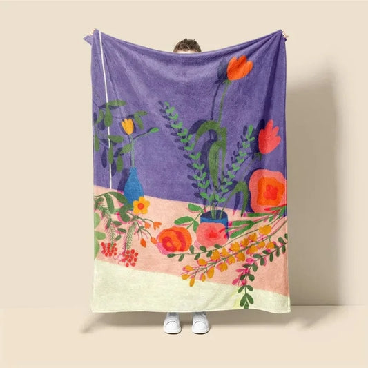 Plaid Personnalisé Nuances Florales Multicolore / Taille S - 75x100 cm