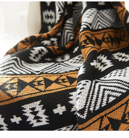 Plaid Nordique Élégant en Noir  Noir / 120x150 cm