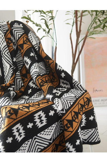 Plaid Nordique Élégant en Noir  Noir / 120x150 cm