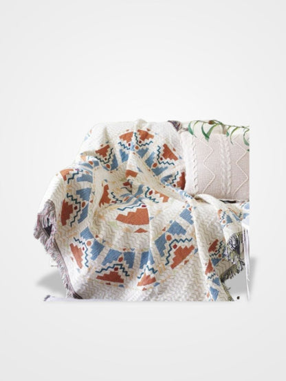 Plaid Bohème en Bleu et Orange  Orange & Bleu / Taille S - 90x180 cm