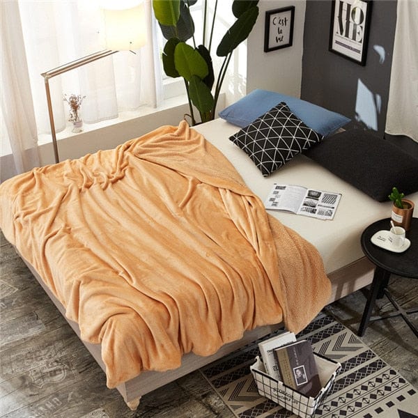Plaid de Luxe en Cachemire et Laine  Orange Clair / M - 120x200 cm Plaid confort individuel | Fauteuil & sieste