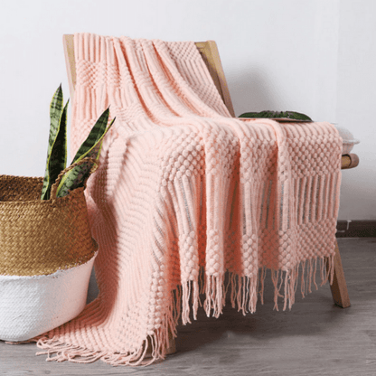 Plaid Cosy Scandinave en Rose 