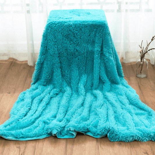 Plaid en Fausse Fourrure Bleu Turquoise | JustAplaid Bleu Turquoise / 130x160 cm