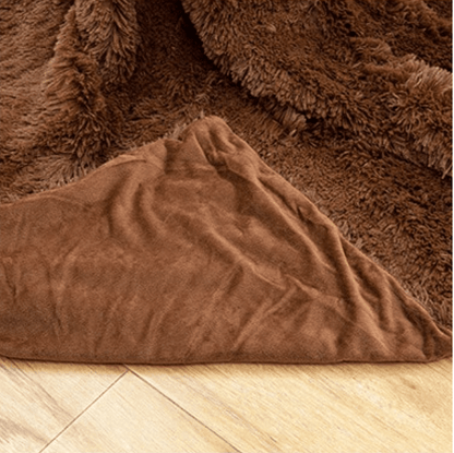 Plaid en Fausse Fourrure Marron Caramel 