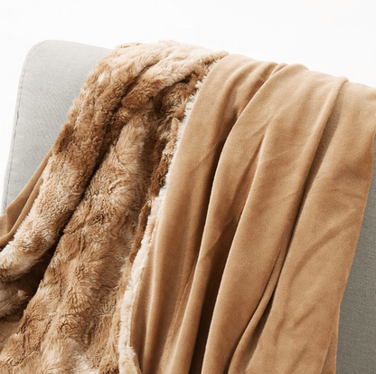 Plaid en Fausse Fourrure Tacheté - Coloris Beige 