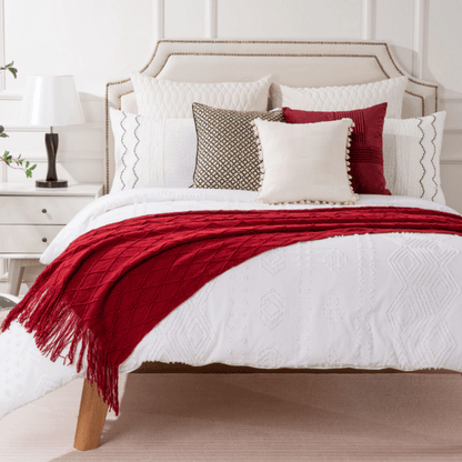 Plaid Laine Élégant en Rouge 