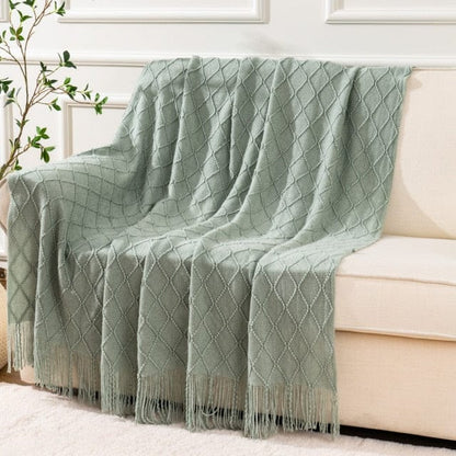 Plaid Laine Élégant Vert d'Eau - Collection Chic & Cosy 