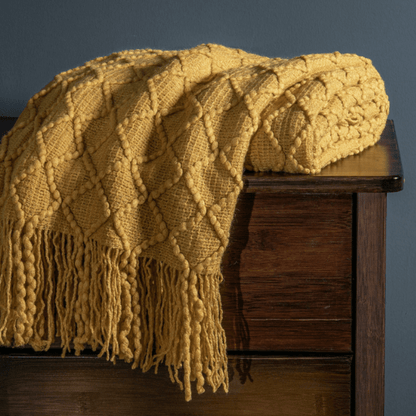 Plaid Laine Moutarde Yellow Gold 