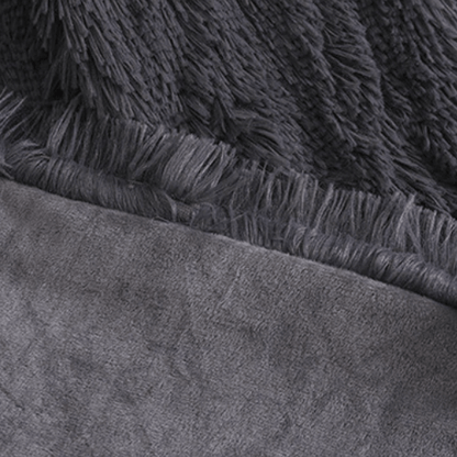 Plaid Luxe en Fausse Fourrure Anthracite 