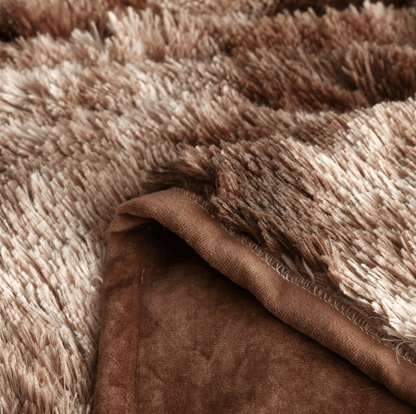 Plaid Luxe en Fausse Fourrure Dégradé Marron 