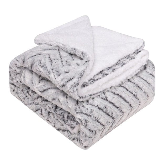 Plaid Luxueux en Fausse Fourrure Grise et Blanche | JustAplaid Gris & Blanc / 150x125 cm