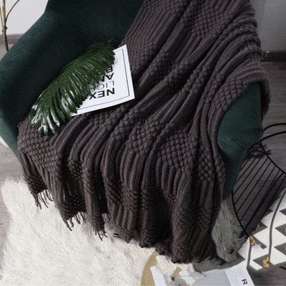 Plaid Scandinave Cocooning à Franges - Collection Cosy Chic 