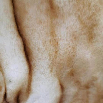 Plaid en Fausse Fourrure de Renard Blanc  Pointes Jaunes / 220x75 cm