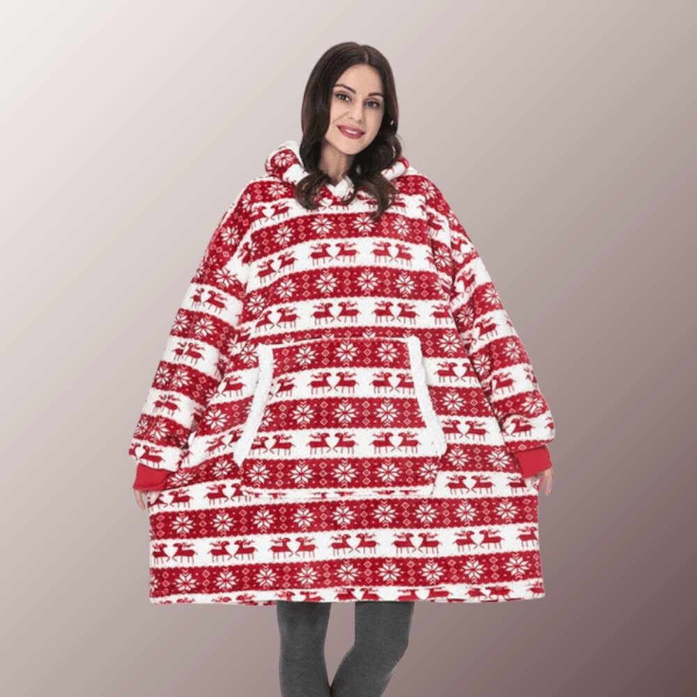 Pull Plaid Femme pour Noël - Rouge Festif | JustAplaid Taille Unique / Rouge & Blanc