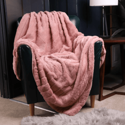 Plaid en Fausse Fourrure Rose Chaud ComfortLuxury  Rose / 130x150 cm