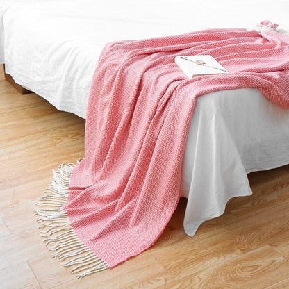 Plaid en Grosse Laine Rose Glamour  Rose Clair / Taille M - 130x170 cm