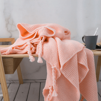 Plaid en Laine du Portugal - Rose Clair  Rose Clair / Taille M - 130x170 cm