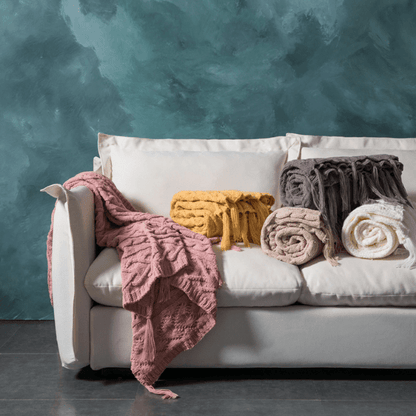 Plaid en Laine Rose Eclatant  Rose / Taille M - 130x160 cm