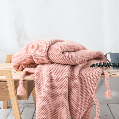 Plaid en Laine du Portugal Rose  Rose / Taille M - 130x170 cm