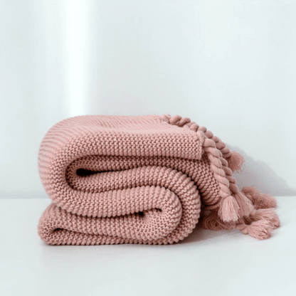 Plaid en Laine du Portugal Rose  Rose / Taille M - 130x170 cm