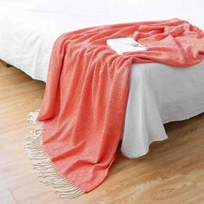 Plaid en Laine Rouge de Luxe  Rouge Intense / Taille M - 130x170 cm