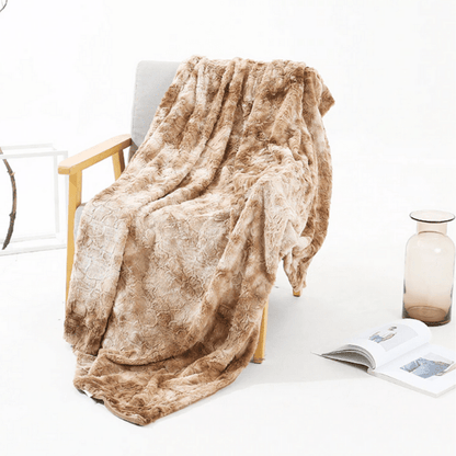 Plaid en Fausse Fourrure Tacheté - Coloris Beige  Taille M - 130x160 cm