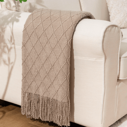 Plaid Laine Elégant Taupe - Collection Luxe  Taupe / 125x150 cm